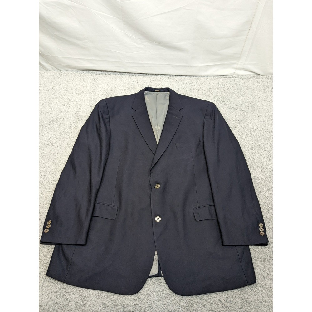 Vintage‎ Hart Schaffner Marx Gold Trumpeter Navy Blazer 50L USA Made Sport Coat